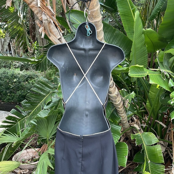 vintage alchemy rhinestone trim, drop waist backless dress - Picture 5 of 9